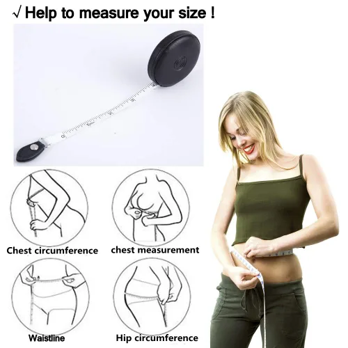 Vista 5 de Cinta métrica para costura, tela médica para el cuerpo, sastre, manualidades, dieta, cinta métrica de 60 pulgadas/1.5M de doble cara retráctil con 1