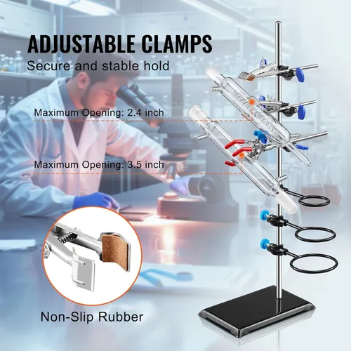 Vista 6 de VEVOR Juego de soporte para laboratorio metálico de grado de laboratorio - Soporte de laboratorio de material de hierro premium, abrazadera