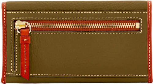 Vista 4 de Dooney & Bourke Billetera, cartera de embrague continental de grano de guijarros, Verde -Oliva