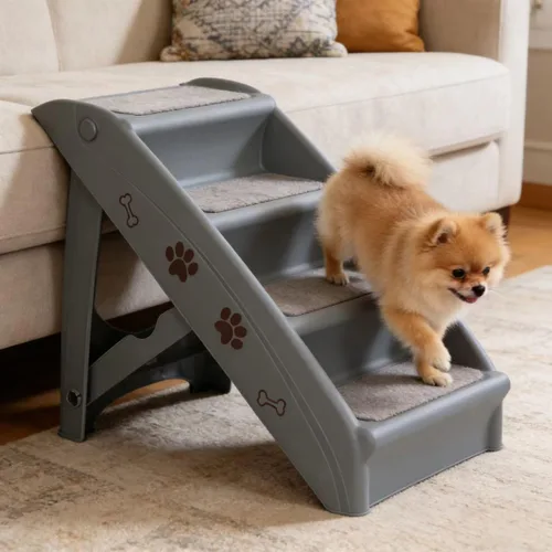 Vista 2 de ZENY Escaleras plegables para perros, peldaños portátiles para interiores/exteriores para cama, sofá y automóvil, escaleras para mascotas