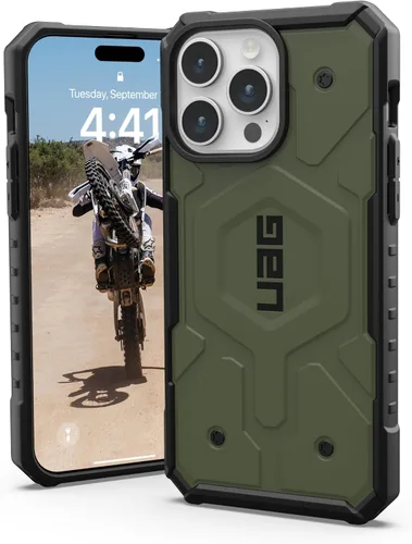 Vista 13 de URBAN ARMOR GEAR UAG Funda [Versión Actualizada] Compatible con iPhone 15 Pro 6.1" Pathfinder Transparente Ceniza/Negro Imán Integrado Compatible