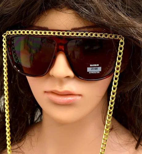 Vista 3 de Gafas de sol de moda retro de los 80 para mujeres jóvenes cadena máxima protección