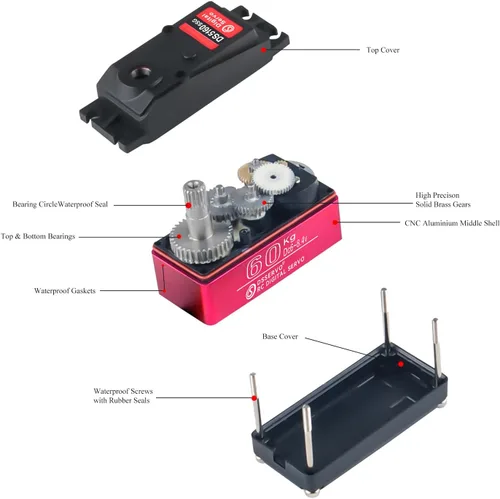 Vista 3 de Servo digital DS5160 SSG HV de 132.3 lbs, 270 grados, resistente al agua, de metal, alto par, servo RC para camión robótico HPI Baja 5B SS RC