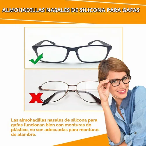 Vista 5 de Almohadillas de silicona para la nariz, adhesivas, hipoalergénicas, para lentes y lentes de sol, 12 pares