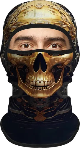 Vista 18 de Pasamontañas para hombres y mujeres, para verano, motocicleta, ciclismo, pesca Calavera 04