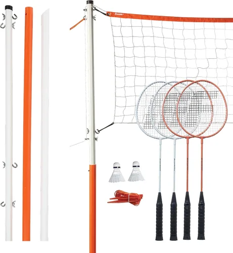 Vista 4 de Franklin Sports Juegos de Red de Bádminton - Patio Trasero al Aire Libre + Playa Red de Bádminton + Juego de Equipo - (4) Raquetas + (2) Volantes +