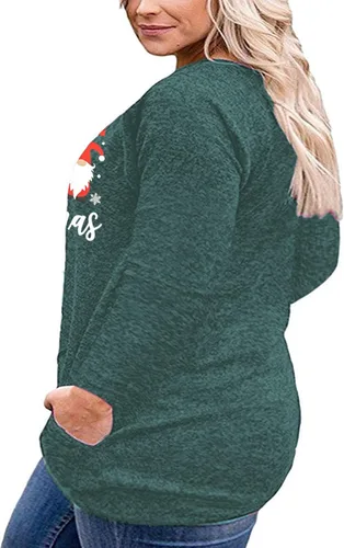 Vista 2 de Camisetas de manga larga para mujer, con bolsillos, botones, decoración, estilo casual, 1X-4X