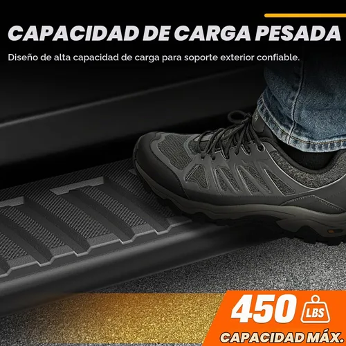 Vista 4 de Estribos de aluminio negro de 6 pulgadas, barras Nerf compatibles con Silverado Sierra 1500 2500 3500 Crew Cab 07-19