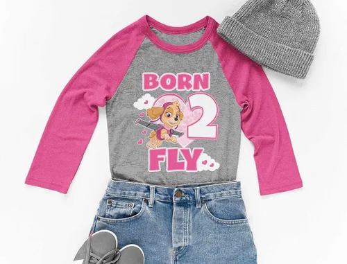 Vista 3 de Paw Patrol Skye Born 2 Fly - Camiseta de béisbol de manga 34 para niño