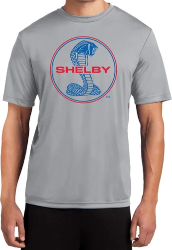 Vista 3 de Ford Mustang Camiseta Shelby Azul y Rojo Logo Absorbe la Humedad Tee