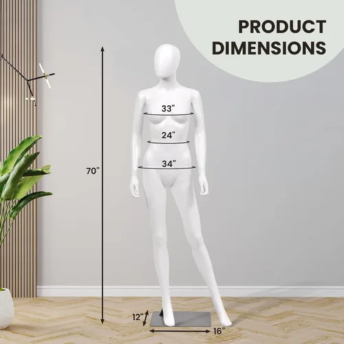 Vista 7 de GOFLAME Maniquí femenino de cuerpo completo, torso de maniquí realista de 69 pulgadas con posturas ajustables y partes del cuerpo desmontables, base