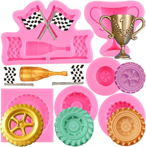 Vista 14 de Zixiang Molde redondo 3D para fondant, molde de silicona con forma de rueda de camión para decoración de pasteles, decoración de cupcakes, arcilla