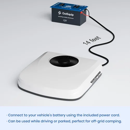 Vista 2 de Aire acondicionado para caravana, 12 V, 10000 BTU, aire acondicionado de techo para caravanas, camiones, furgonetas, cámperes, tractor, unidad de CA