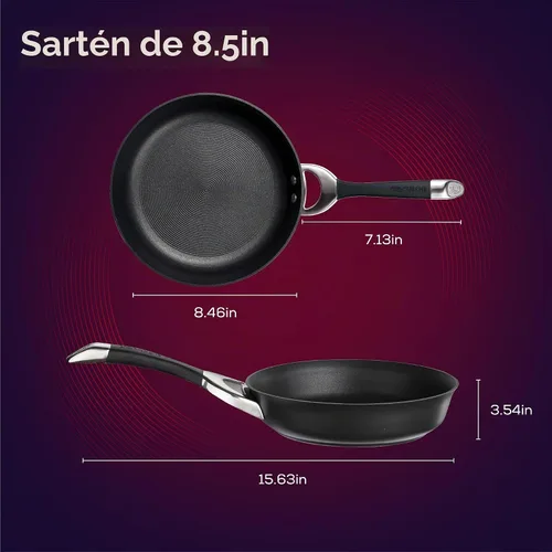 Vista 3 de Circulon Symmetry - Sartén antiadherente con anodizado duro de 8.5 pulgadas, negro