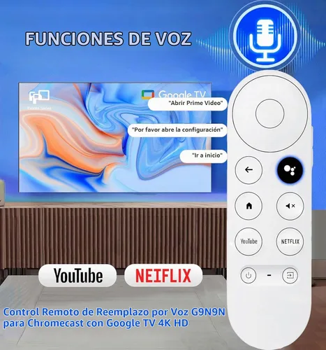 Vista 3 de Replacement Voice Remote for Google Chromecast 4K Snow HD TV, for Chromecast with Google-TV Remote, for GoogleTV HD/ 4K Snow Streaming Stick，for
