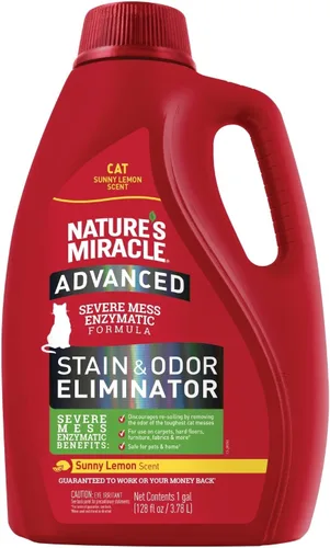 Vista 10 de Nature's Miracle® Eliminador Avanzado de Manchas y Olores, 128 fl oz, Aroma Fresco, Fórmula Enzimática para Desórdenes Severos para Desastres