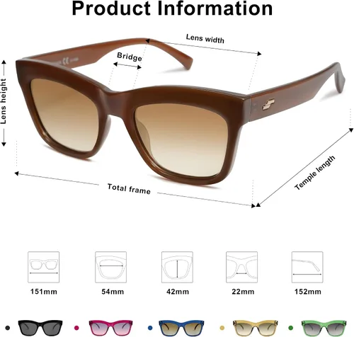 Vista 5 de SOJOS Gafas de sol polarizadas de ojo de gato rectangulares retro para mujer, gafas de sol clásicas de moda con estilo SJ2254