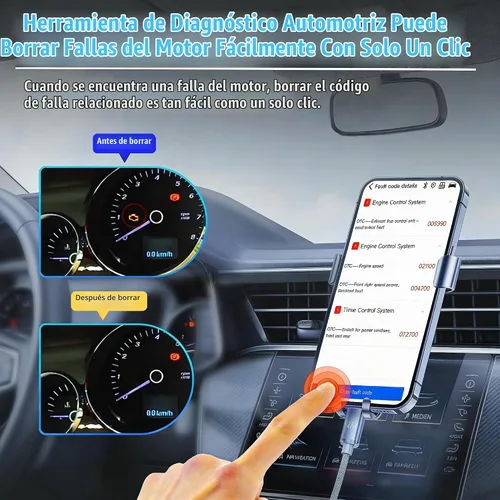 Vista 2 de Escáner inalámbrico Bluetooth OBD2, lector de código automático con reinicio de luz del motor de verificación, datos en vivo y preparación I/M
