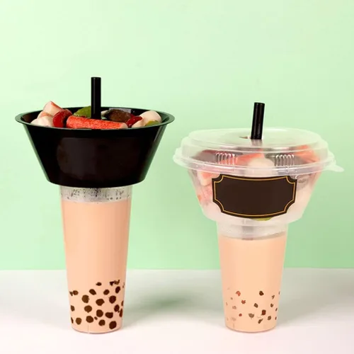 Vista 5 de Hemoton Combinación de taza de aperitivos con soporte para bebidas y cuenco de papas fritas de 6.49 pulgadas para fiestas, uso diario, 5