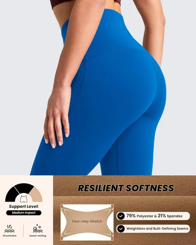 Vista 5 de Leggings de cintura ultra alta para mujer de 27 pulgadas, pantalones de compresión con control de abdomen, pantalones de yoga ajustados para gimnasio