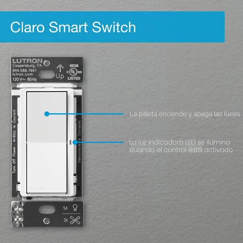 Vista 13 de Lutron Claro Interruptor de luz inteligente para iluminación Caseta, para luces LED, ventiladores, 5 amperios, un solo polo/3 vías, se requiere Negro