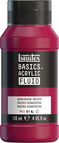 Vista 29 de Liquitex BASICS - Pintura acrílica fluida, botella de 4 onzas, tono permanente carmesí lizarina Super Versatile, Fine Art Pigments; Fluid