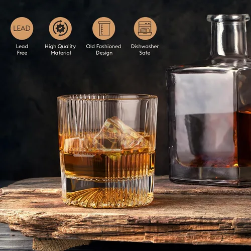 Vista 5 de Lily's Home Juego de Vasos de Whisky de 2 - Vasos Old Fashioned de 10oz para Bourbon y Escocés Cristalería Premium con Base Pesada Regalo