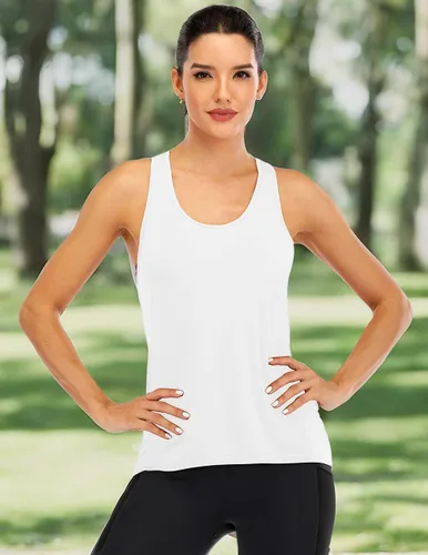 Vista 4 de ICTIVE - Camiseta sin mangas para mujer, de espalda cruzada y con apertura, ideal para correr, practicar yoga y otros ejercicios
