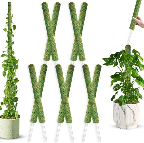 Vista 9 de DUSPRO Poste de musgo de malla apilable para plantas trepadoras, soporte de enredadera Monstera, para plantas de interior, palo extensible para 2