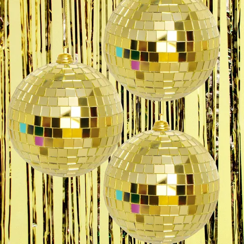 Vista 6 de 2 Piezas de Bolas de Espejo de Discoteca Bolas Colgantes para Efecto de Luz de DJ de Discoteca de los 50s 60s 70s Fiesta Decoración del Hogar
