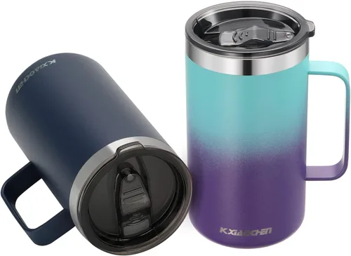 Vista 17 de KXIAOCHEN - Taza de café aislada de 20 onzas con tapa, taza de café de acero inoxidable, vaso de café de doble pared con aislamiento al vacío