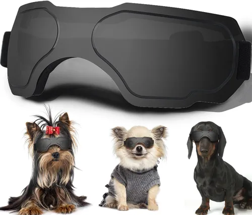 Vista 8 de Gafas de sol para perros pequeños, gafas para perros con correa ajustable, protección UV, adecuadas para perros pequeños Estilo liso-Multicolor