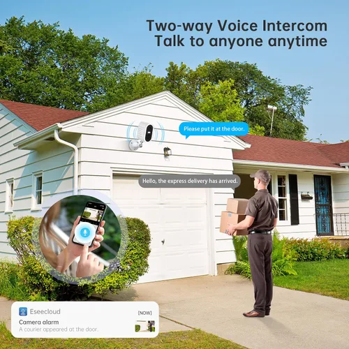 Vista 3 de Cámaras de seguridad Recmoment inalámbricas para exteriores, visión nocturna a color 2K, detección de movimiento de IA, foco, sirena, alarma, WiFi
