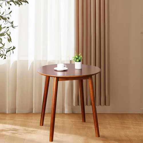 Vista 2 de Mesa de comedor redonda pequeña de 28.3 pulgadas para 2, mesa de comedor de madera que ahorra espacio, mesa de comedor de madera rústica, mesa