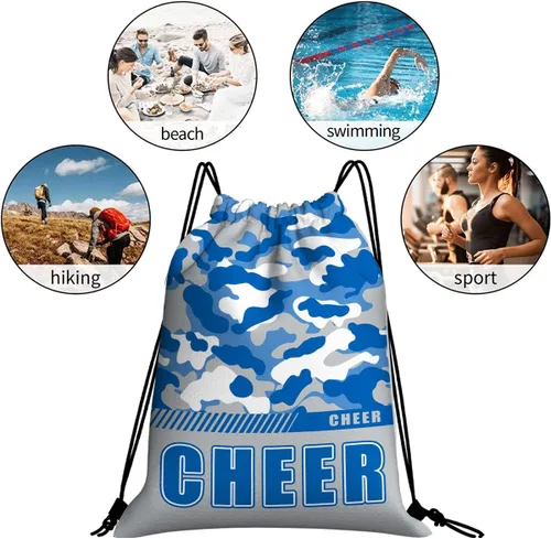 Vista 47 de Mochila con cordón impermeable para gimnasio, bolsas con cordón, bolsa de cuerda deportiva, mochila de camuflaje, Bolsas con cordón Cheer - Bolsas