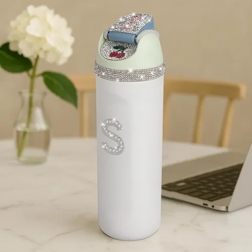 Vista 3 de JUNIQUTE 4 piezas de uso para botella de agua Owala de 16 onzas, 24 onzas, 32 onzas, 40 onzas, accesorios de letras de diamantes de imitación