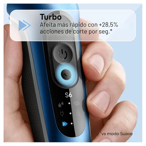 Vista 4 de Braun Maquinilla de afeitar eléctrica para hombre, serie 6 6120s, afeitado en húmedo y seco, modos de afeitado turbo y suave, con recortador