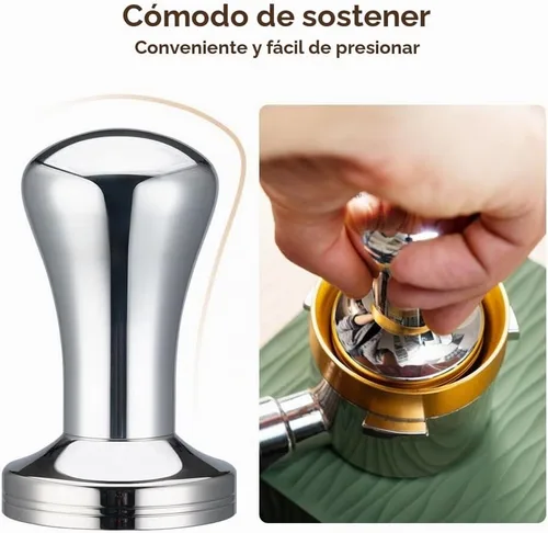 Vista 3 de Café expreso Tamper 2.008 in Acero Inoxidable Barista Espresso Base Café Grano Prensa