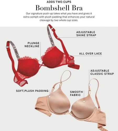 Vista 4 de Victoria's Secret Bombshell - Brasier push up, añade 2 copas, brasieres para mujer (32A-38DDD)