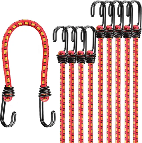 Vista 18 de Rollo de cuerda elástica con 40 ganchos ajustables, cuerdas elásticas resistentes de 1/3 pulgadas x 65 pies, cuerda elástica negra de grado marino