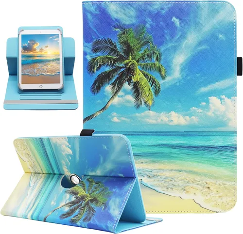 Vista 24 de Funda universal para tablet Android de 10 y 10.1 pulgadas, Dluggs de piel sintética con rotación de 360 grados, soporte multiángulo