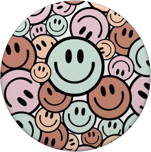Vista 3 de Smile Face Happy Smile Cute Pink Brown Peach Aqua Graphics PopSockets intercambiables PopGrip