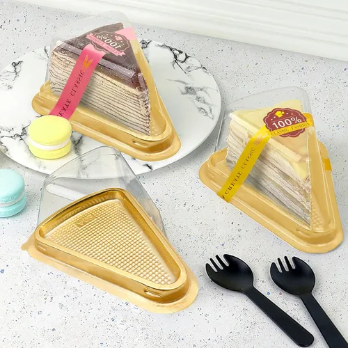 Vista 6 de 50 paquetes de contenedores para rebanadas de pastel, contenedores de pastel de plástico transparentes desechables, contenedores para pastel