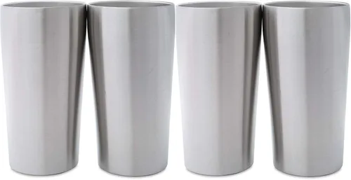 Vista 2 de Real Deal Steel Paquete para amantes de la cerveza: 4 vasos de cerveza de acero inoxidable aislados al vacío de 16 onzas y 2 tazas de acero