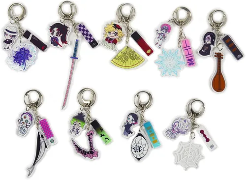 Vista 3 de Demon Slayer Kimetsu no Yaiba Cosplay acrílico llavero accesorios colgante llavero juego fans lindo regalo