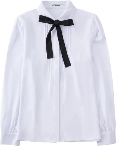 Vista 6 de Etosell camisa manga larga de raso con botón y moño para mujer