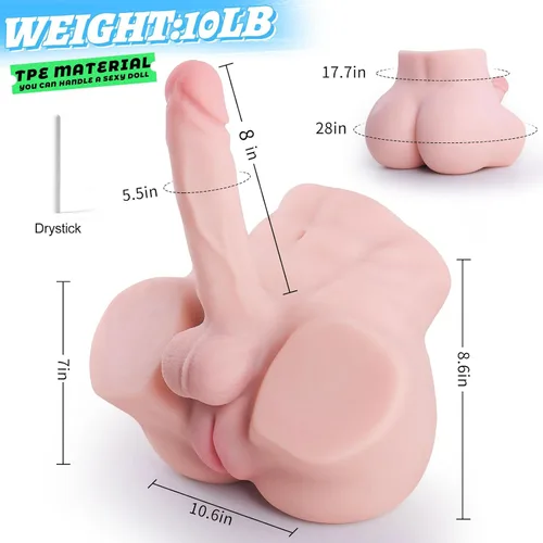 Vista 9 de Muñeca sexual transexual con consolador flexible de 8 pulgadas, muñecas sexuales trans unisex con orificio vaginal y anal apretado, juguetes