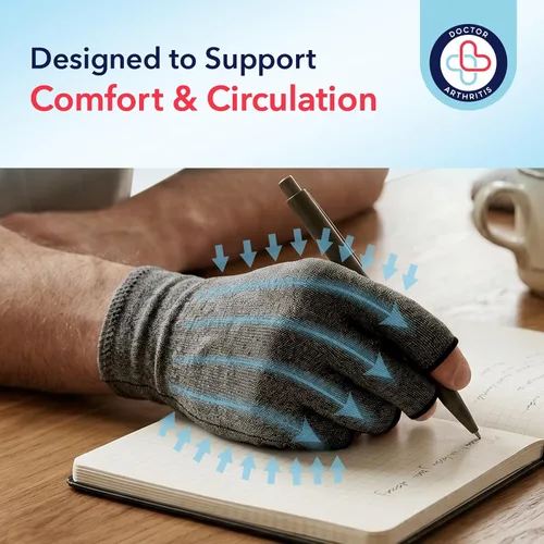 Vista 3 de Doctor Developed Compression Gloves for Women and Men, Open-Finger Arthritis Gloves, Typing Gloves, Arthritis & Carpal Tunnel