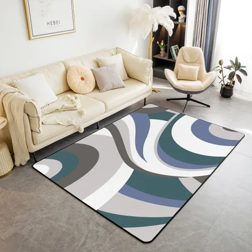 Vista 15 de Alfombra de área en espiral colorida de 3 x 5 pies, abstracta y moderna geométrica, decoración de remolinos, antideslizante, para hombres, mujeres