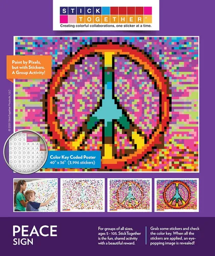 Vista 2 de Kits de póster gigante de rompecabezas de mosaico Proyecto grupal Pinta con calcomanías sin ensuciar Actividad para quedarse en casa Aula